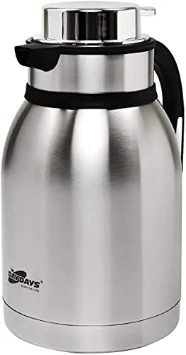 Delavala Stainless Steel Thermos Vacuum Jug,Coffee Pot,Vacuum Jug,Hot Water Pot,Water Jug,Thermos Vacuum Flask.Thermos Pot,Thermos Bottle, Vacuum Insulated 2000 ml, Silver-Stainless Steel