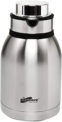 Delavala Stainless Steel Thermos Vacuum Jug,Coffee Pot,Vacuum Jug,Hot Water Pot,Water Jug,Thermos Vacuum Flask.Thermos Pot,Thermos Bottle, Vacuum Insulated 2000 ml, Silver-Stainless Steel