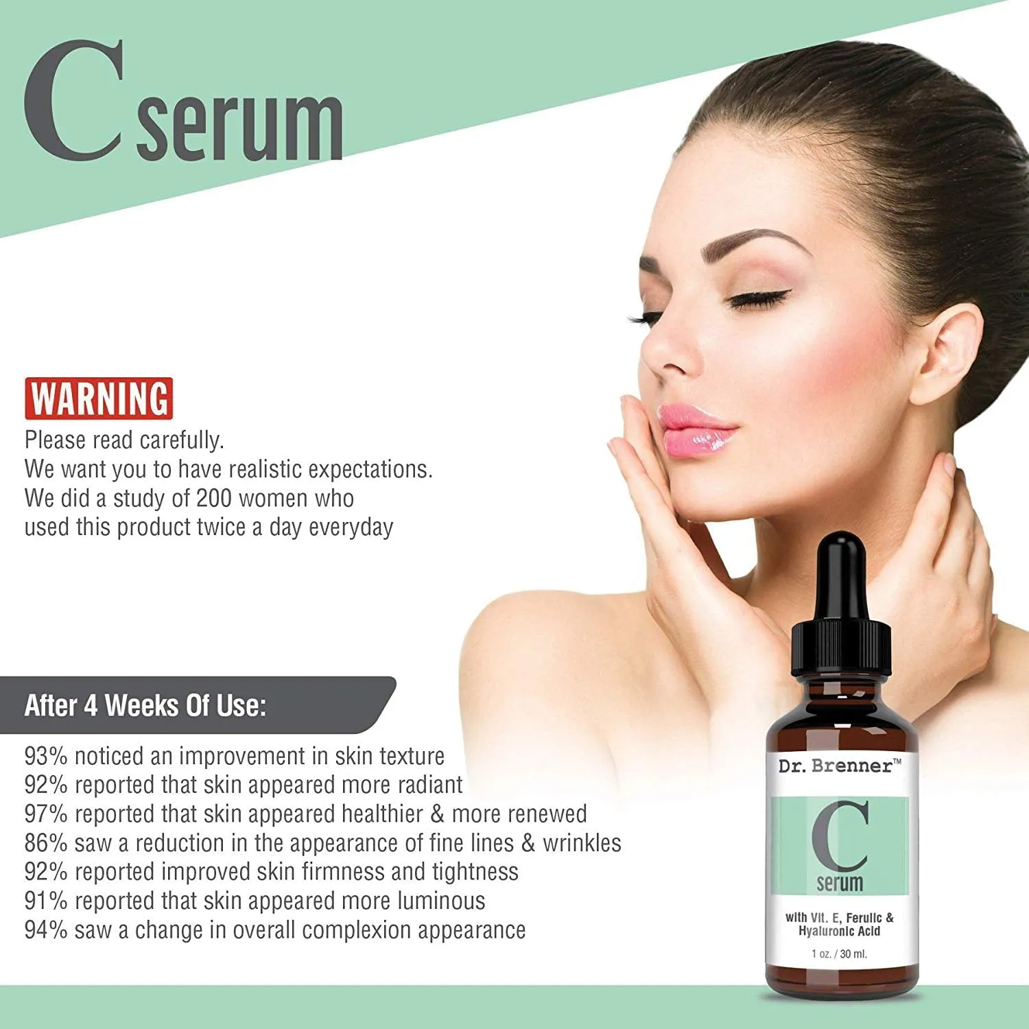 Dr. Brenner Vitamin C Serum with Ferulic Acid, Vitamin E and Hyaluronic Acid 1oz.