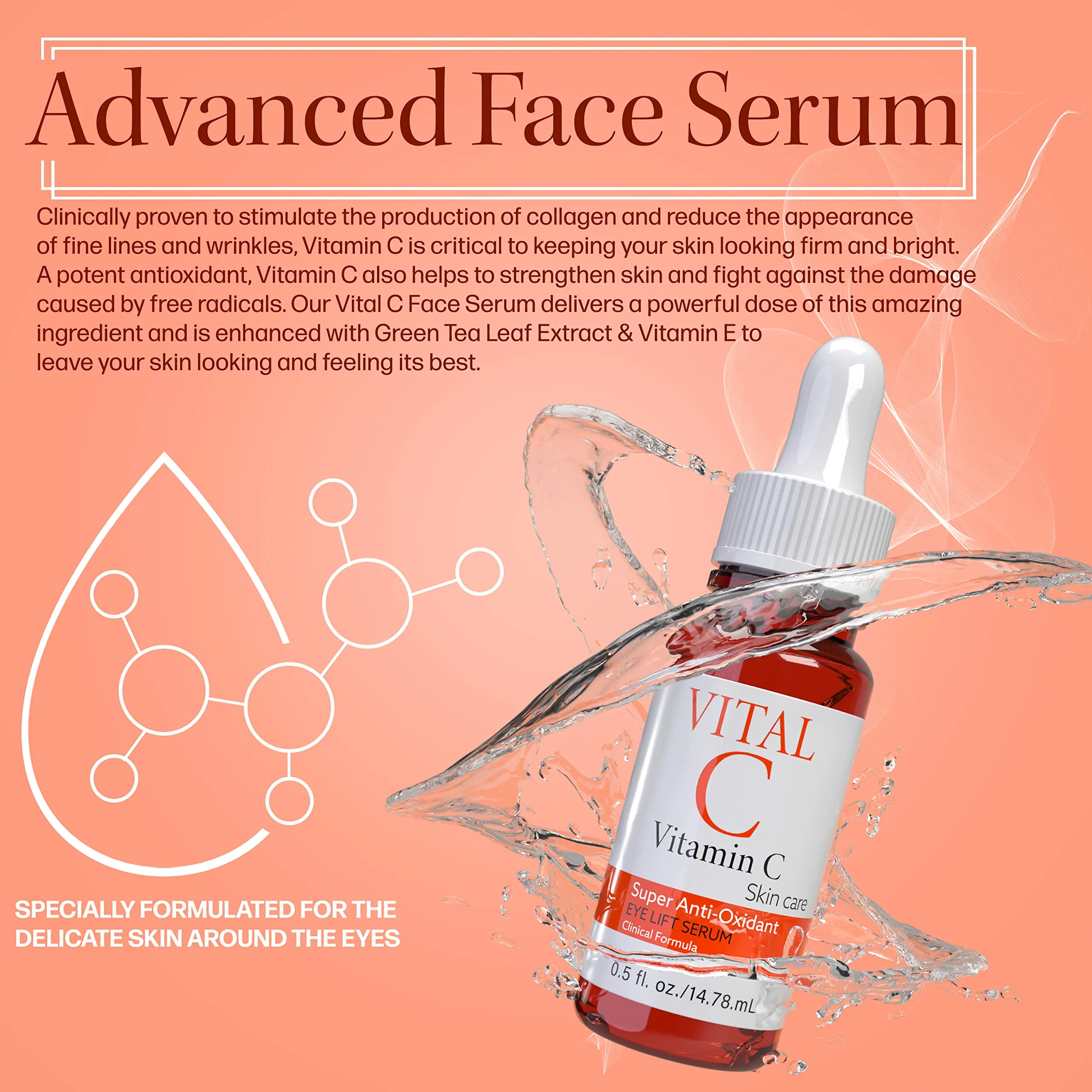 Vital C Vitamin C Serum for Eyes Lift Serum, 0.5 Fl Oz (2 Pack)